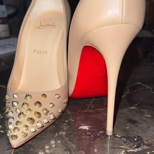 Christian louboutin Spikyshell 100 Nappa, Nude